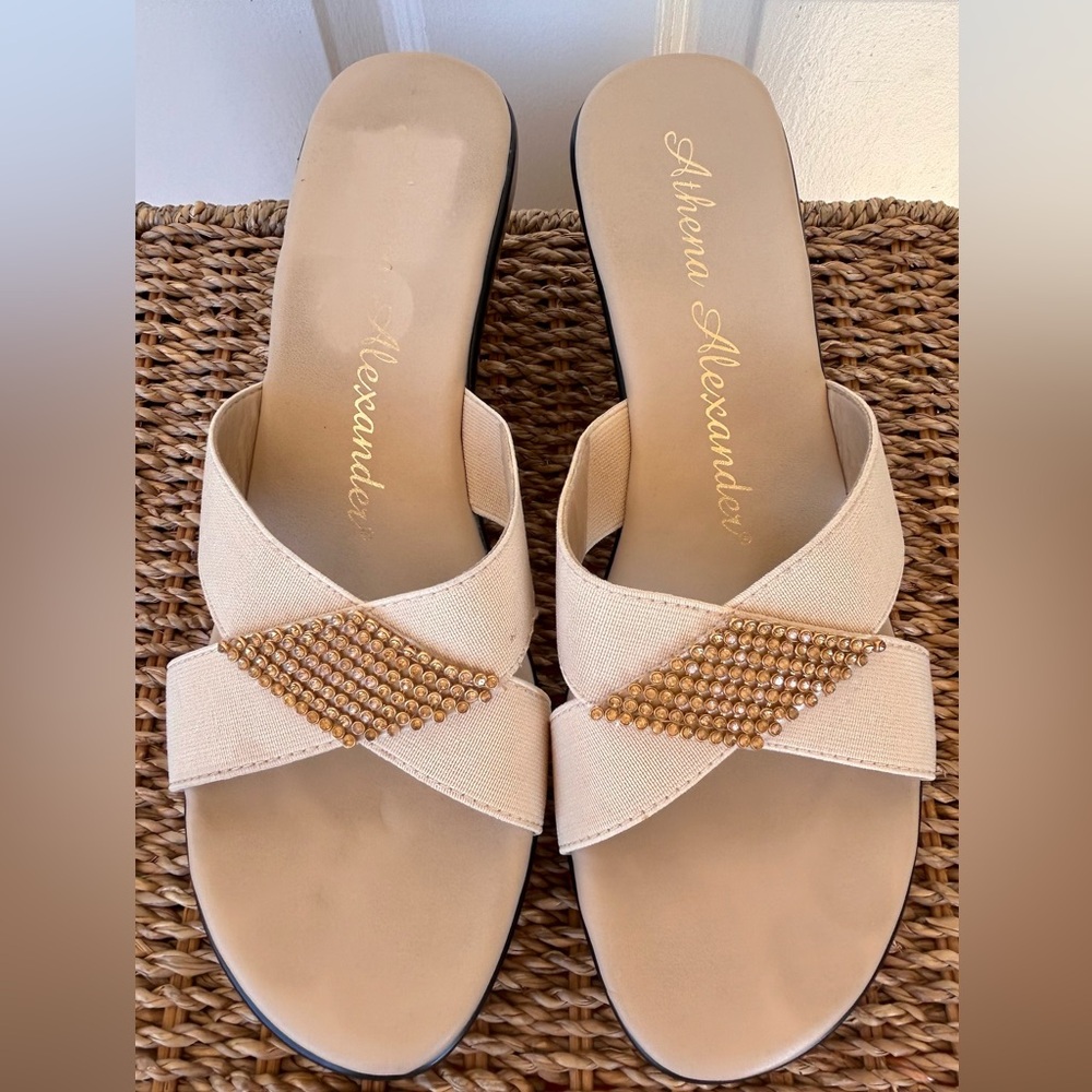 Athena Alexander Women’s Carra Wedge Sandals Rhinestones Size 9